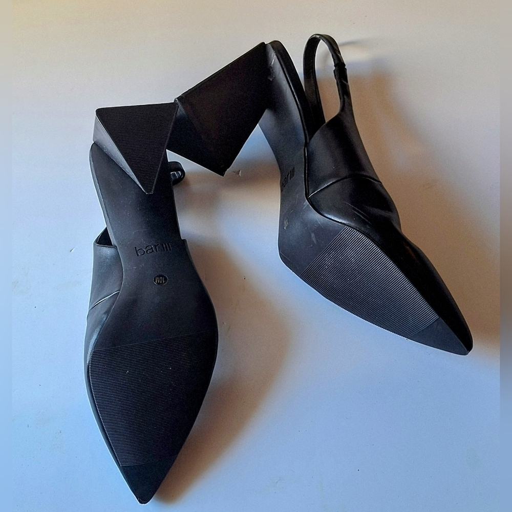 NWOT Bar III Pointed Toe Leather Novelty Triangular Stack Heel Shoes - Picture 12 of 13